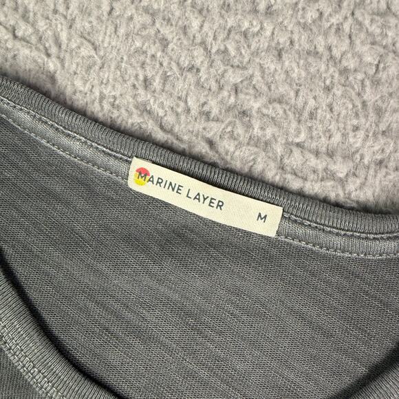 Marine Layer Shirt Mens Medium Gray Washed Slub Pocket Tee Crewneck 14588 - Picture 3 of 9